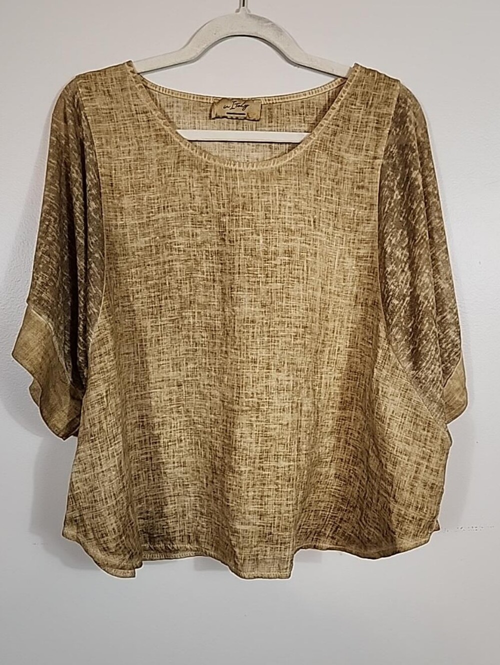 Italian Linen Top 100% Linen Made in Italy Olive Sage Oversized Dolman Sleeve